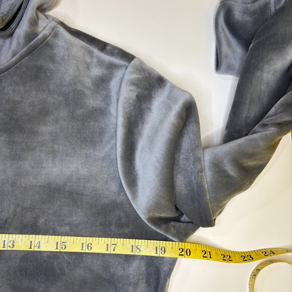 Time‎ & Tru Velour Full Zip Hooded Sweater Womens Sz Small (4-6) Gray Glam Comfy - Picture 5 of 7